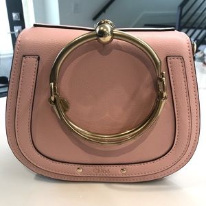 Designer Gold Ring Blush Leather Handbag Purse